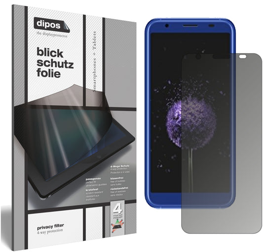 Blickschutzfolie von dipos passend für Doogee X50L, präziser Zuschnitt und blasenfrei montiert