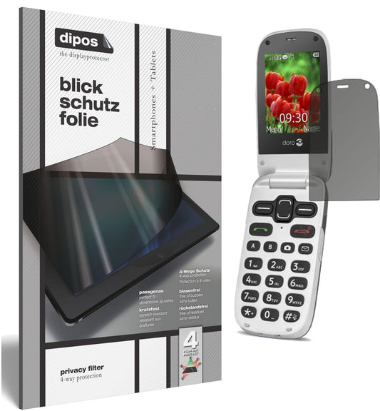 Blickschutzfolie von dipos passend für Doro Secure 628, präziser Zuschnitt und blasenfrei montiert