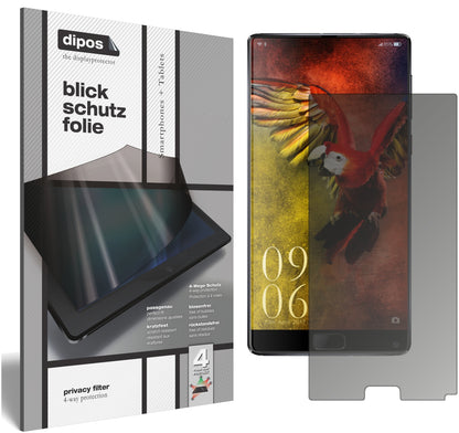 Blickschutzfolie von dipos passend für Elephone S8, präziser Zuschnitt und blasenfrei montiert