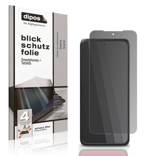 Blickschutzfolie von dipos passend für Emporia Smart.8, präziser Zuschnitt und blasenfrei montiert