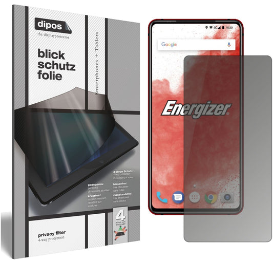 Blickschutzfolie von dipos passend für Energizer Power Max P18K Pop, präziser Zuschnitt und blasenfrei montiert