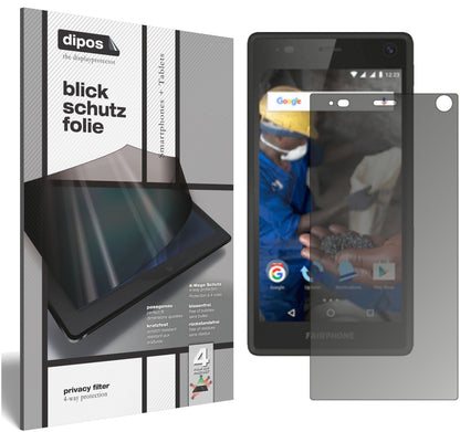 Blickschutzfolie von dipos passend für Fairphone 2, präziser Zuschnitt und blasenfrei montiert