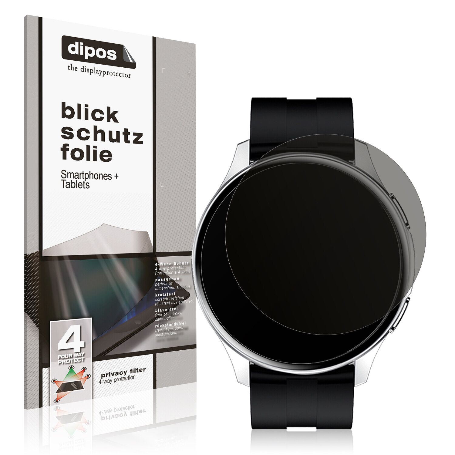 Blickschutzfolie von dipos passend für Fireboltt Invincible, präziser Zuschnitt und blasenfrei montiert