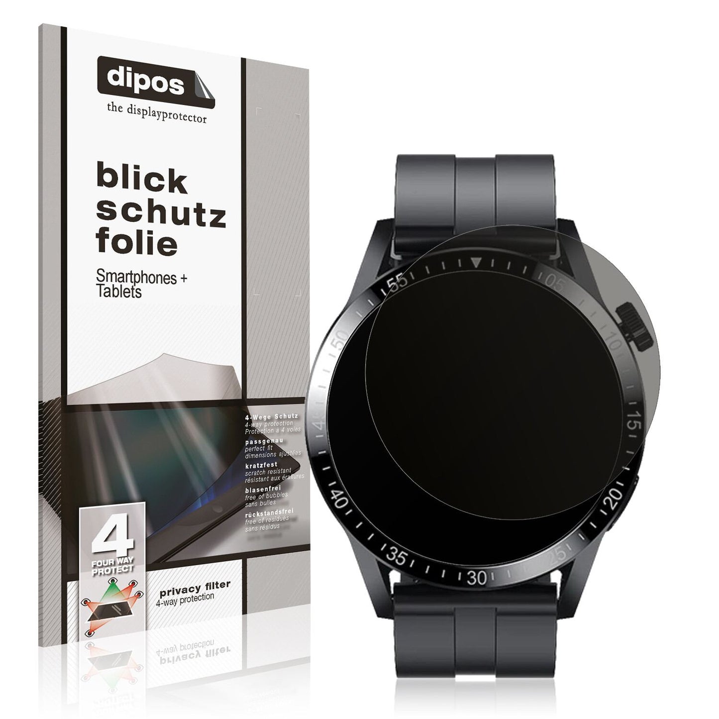 Blickschutzfolie von dipos passend für Fireboltt Talk Pro, präziser Zuschnitt und blasenfrei montiert