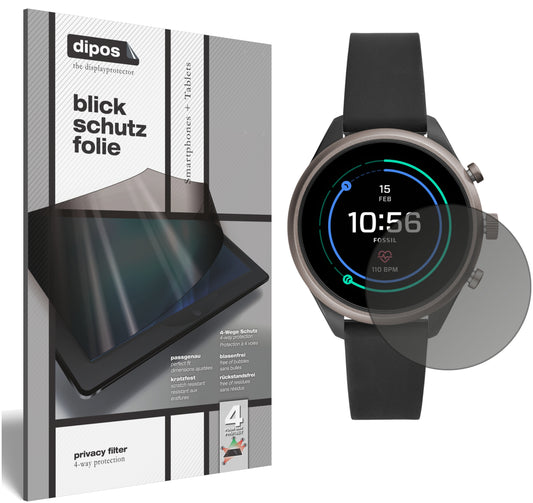 Blickschutzfolie von dipos passend für Fossil Sport Smartwatch, präziser Zuschnitt und blasenfrei montiert