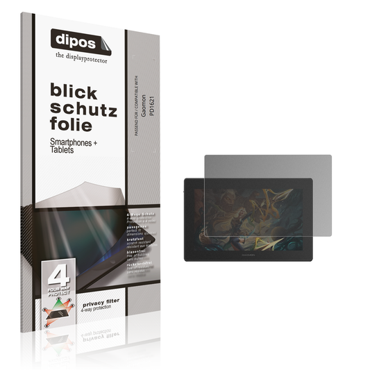 Blickschutzfolie von dipos passend für Gaomon PD1621, präziser Zuschnitt und blasenfrei montiert