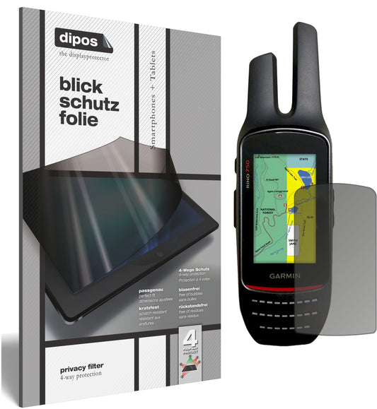 Blickschutzfolie von dipos passend für Garmin Rino 755t, präziser Zuschnitt und blasenfrei montiert
