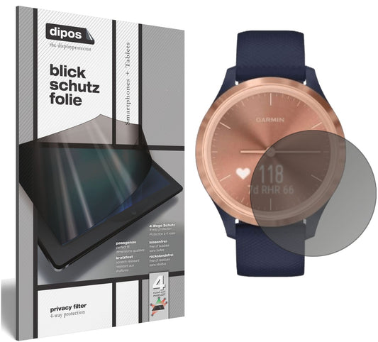 Blickschutzfolie von dipos passend für Garmin Vivomove 3s, präziser Zuschnitt und blasenfrei montiert