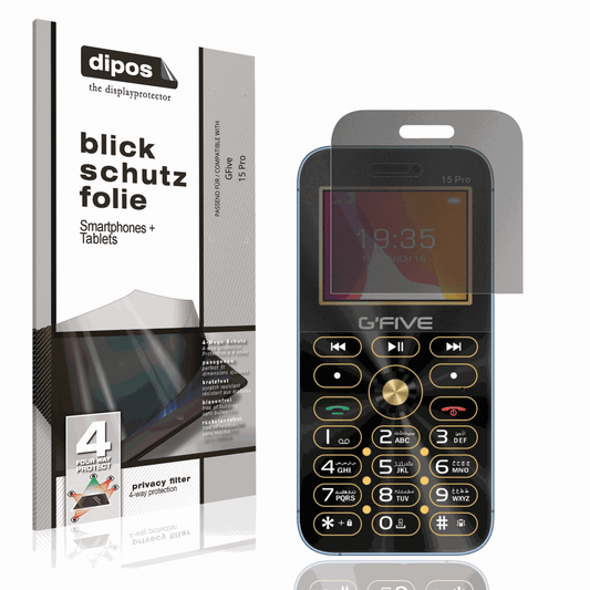 Blickschutzfolie von dipos passend für GFive 15 Pro, präziser Zuschnitt und blasenfrei montiert