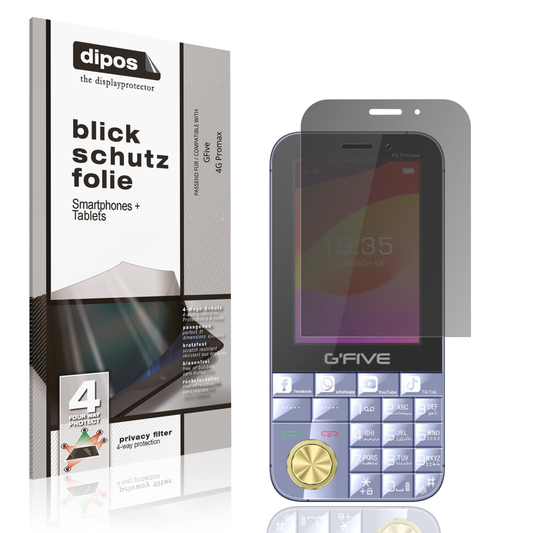 Blickschutzfolie von dipos passend für GFive 4G Promax, präziser Zuschnitt und blasenfrei montiert