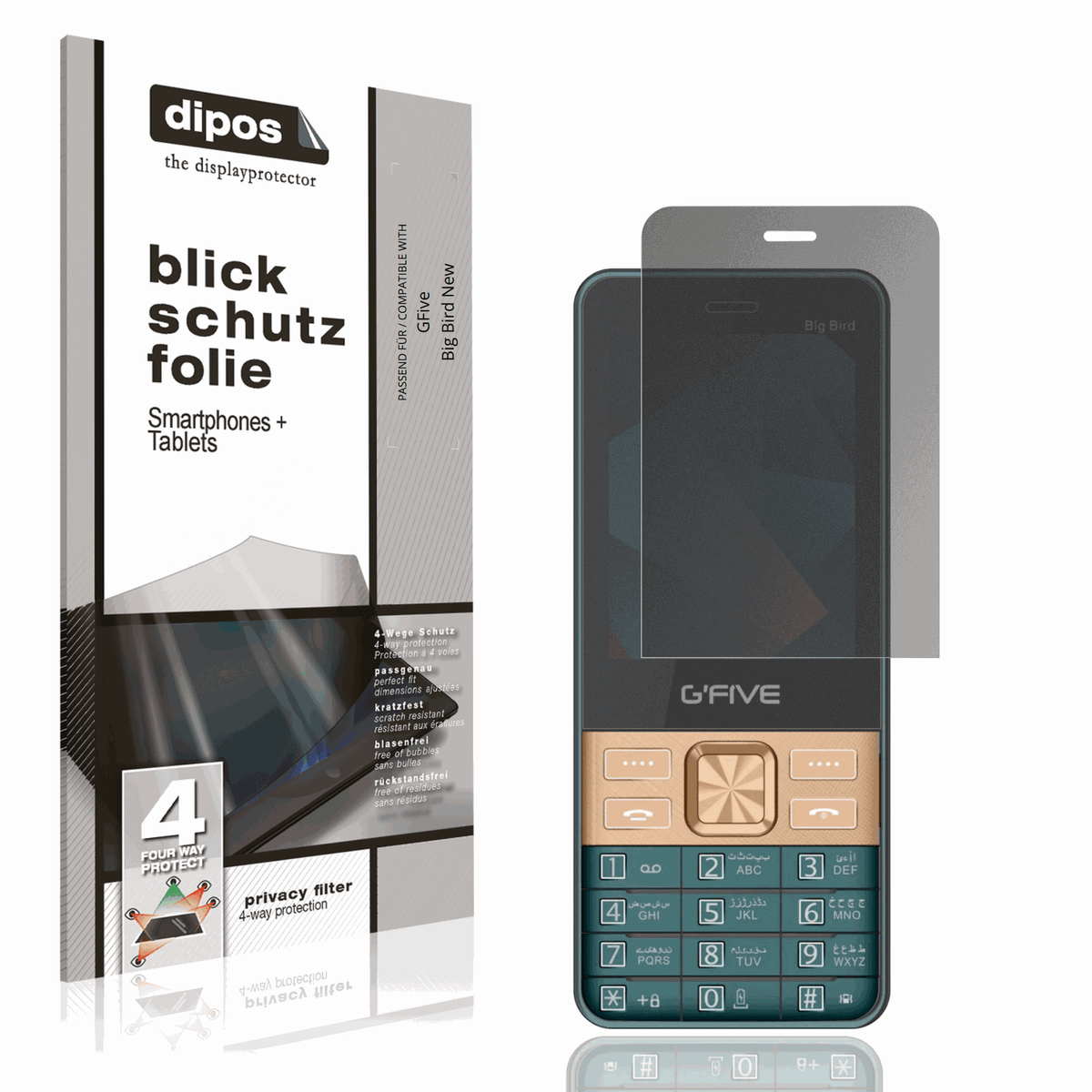 Blickschutzfolie von dipos passend für GFive Big Bird New, präziser Zuschnitt und blasenfrei montiert