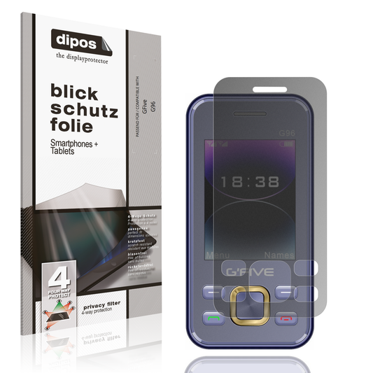 Blickschutzfolie von dipos passend für GFive G96, präziser Zuschnitt und blasenfrei montiert