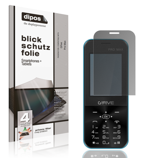 Blickschutzfolie von dipos passend für GFive Pro Max, präziser Zuschnitt und blasenfrei montiert