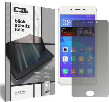 Blickschutzfolie von dipos passend für Gionee F5, präziser Zuschnitt und blasenfrei montiert