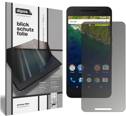 Blickschutzfolie von dipos passend für Google Nexus 6P, präziser Zuschnitt und blasenfrei montiert