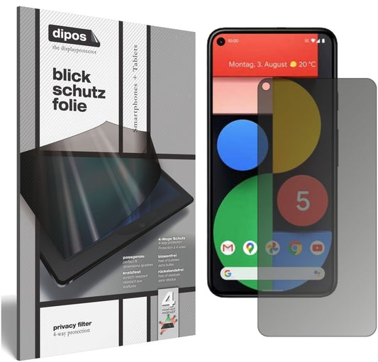 Blickschutzfolie von dipos passend für Google Pixel 5, präziser Zuschnitt und blasenfrei montiert