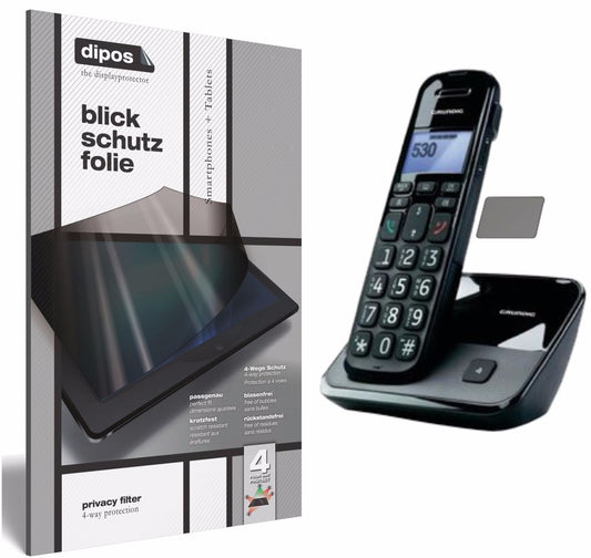 Blickschutzfolie von dipos passend für Grundig D530 / D530P, präziser Zuschnitt und blasenfrei montiert