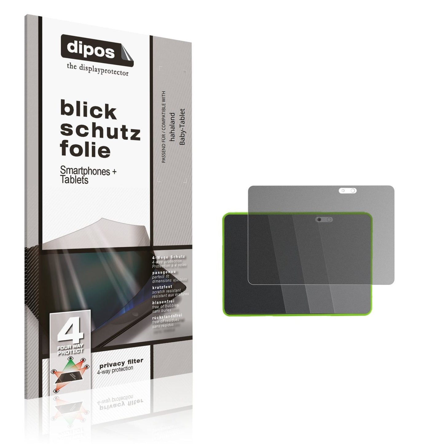 Blickschutzfolie von dipos passend für hahaland Baby-Tablet, präziser Zuschnitt und blasenfrei montiert