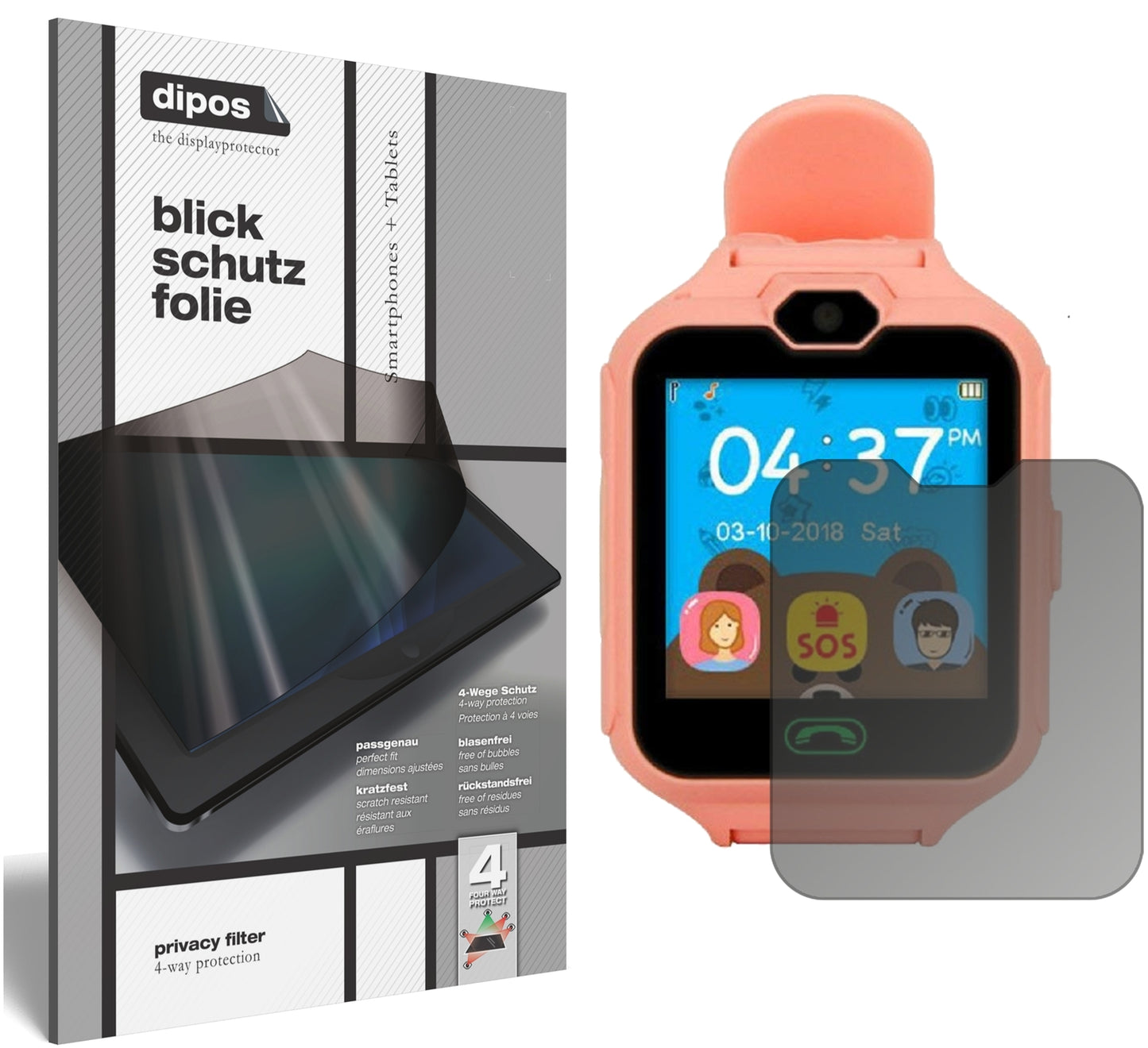 Blickschutzfolie von dipos passend für Hangang Smart MT-6261, präziser Zuschnitt und blasenfrei montiert