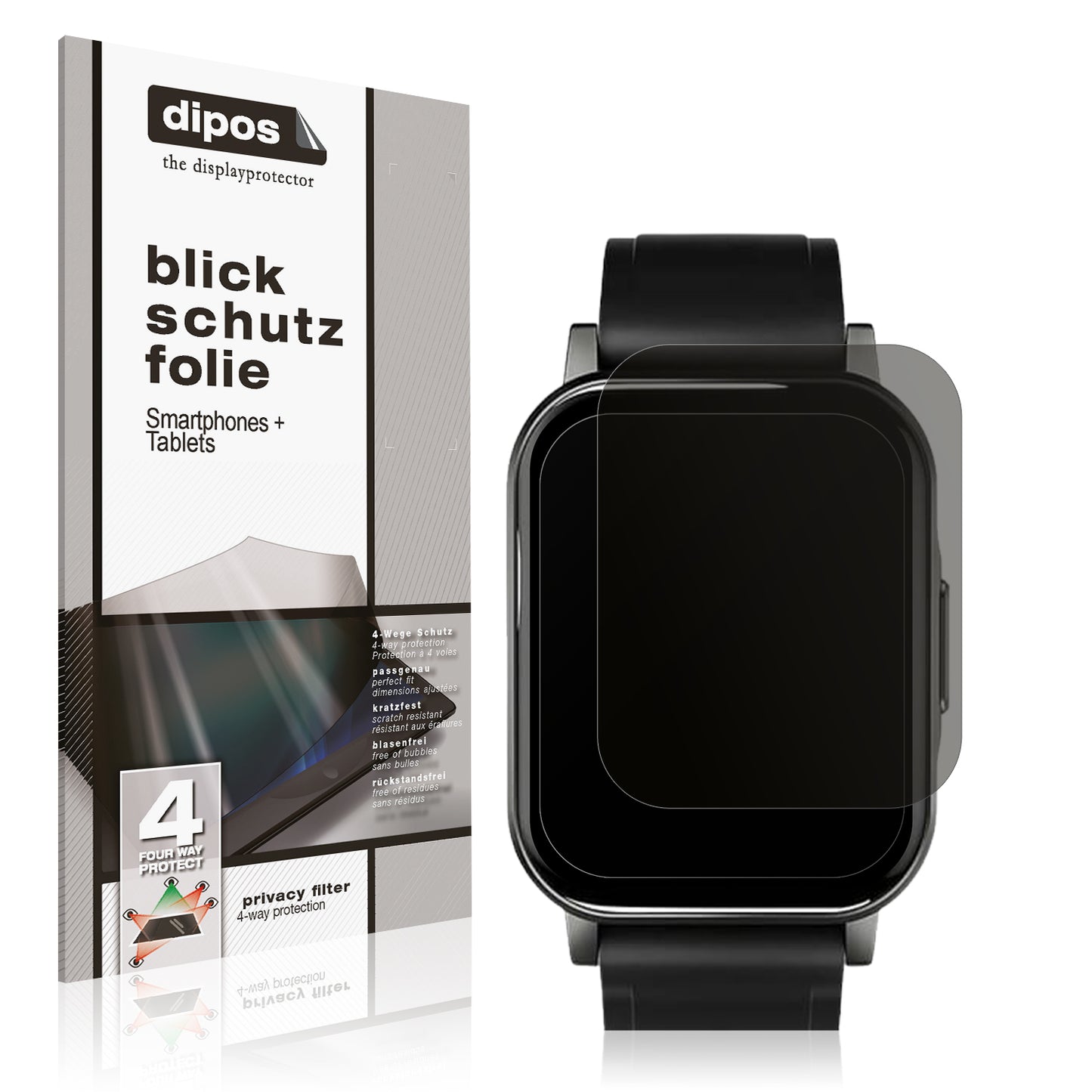 Blickschutzfolie von dipos passend für Haylou LS02 watch, präziser Zuschnitt und blasenfrei montiert