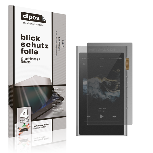 Blickschutzfolie von dipos passend für HIFI WALKER G7 Pro, präziser Zuschnitt und blasenfrei montiert