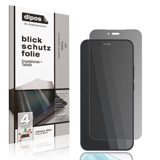 Blickschutzfolie von dipos passend für Hisense U54, präziser Zuschnitt und blasenfrei montiert