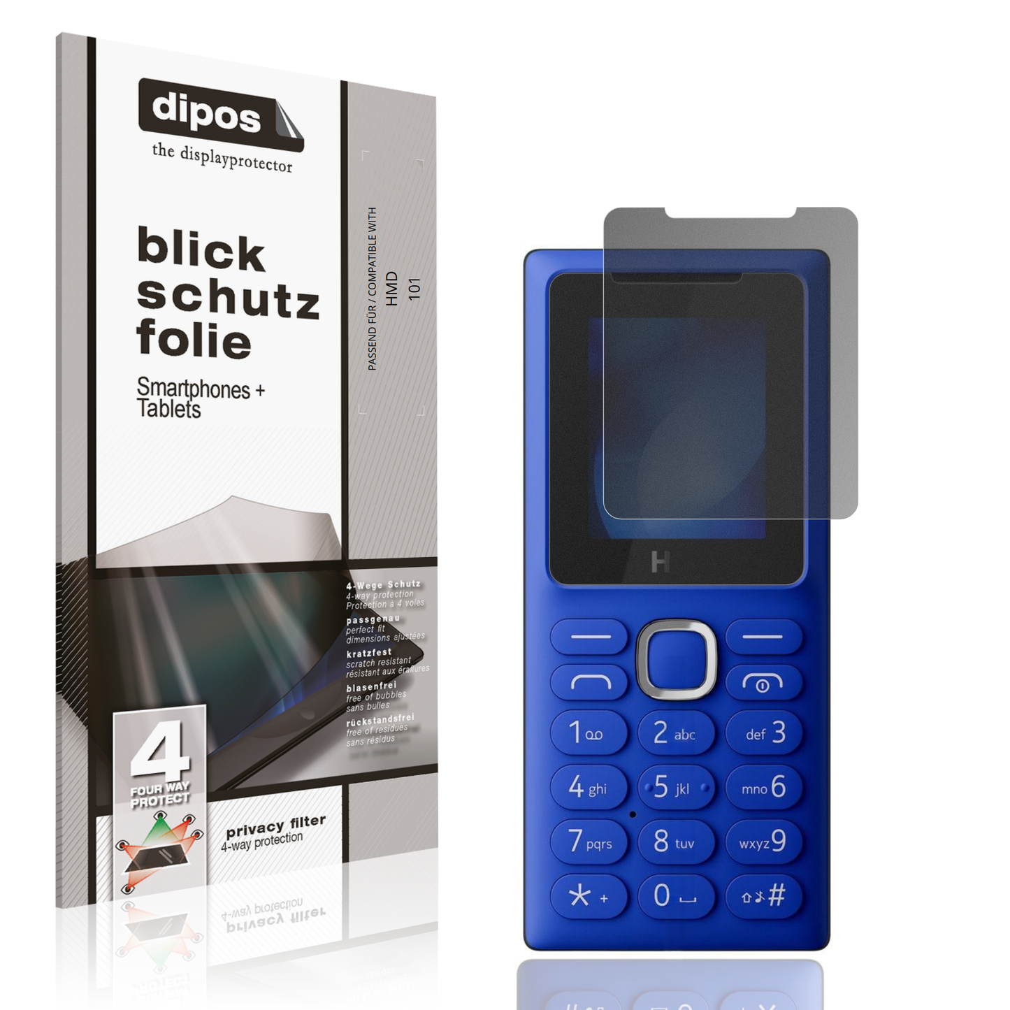 Blickschutzfolie von dipos passend für HMD 101, präziser Zuschnitt und blasenfrei montiert