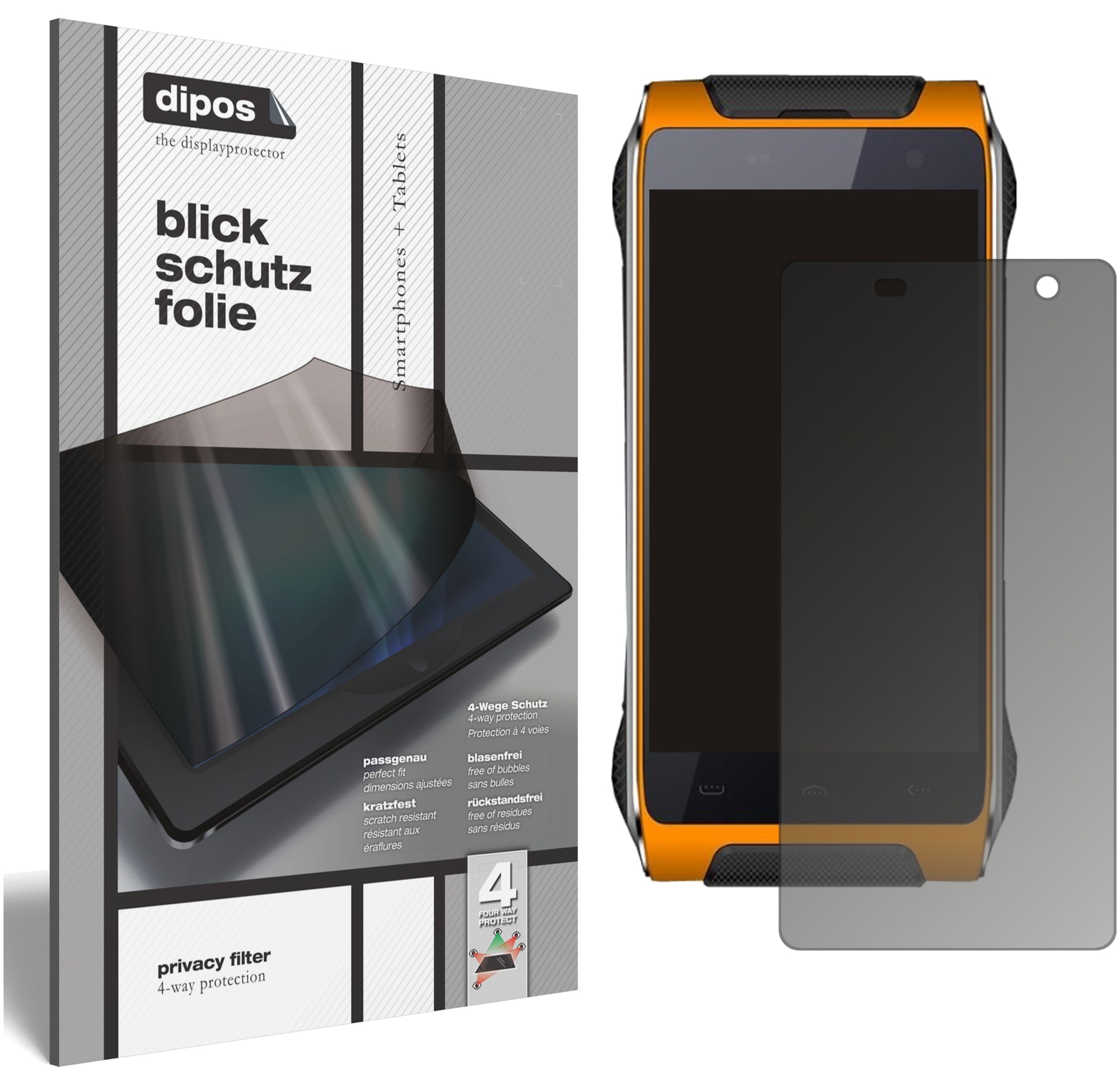 Blickschutzfolie von dipos passend für Homtom HT20 Pro, präziser Zuschnitt und blasenfrei montiert