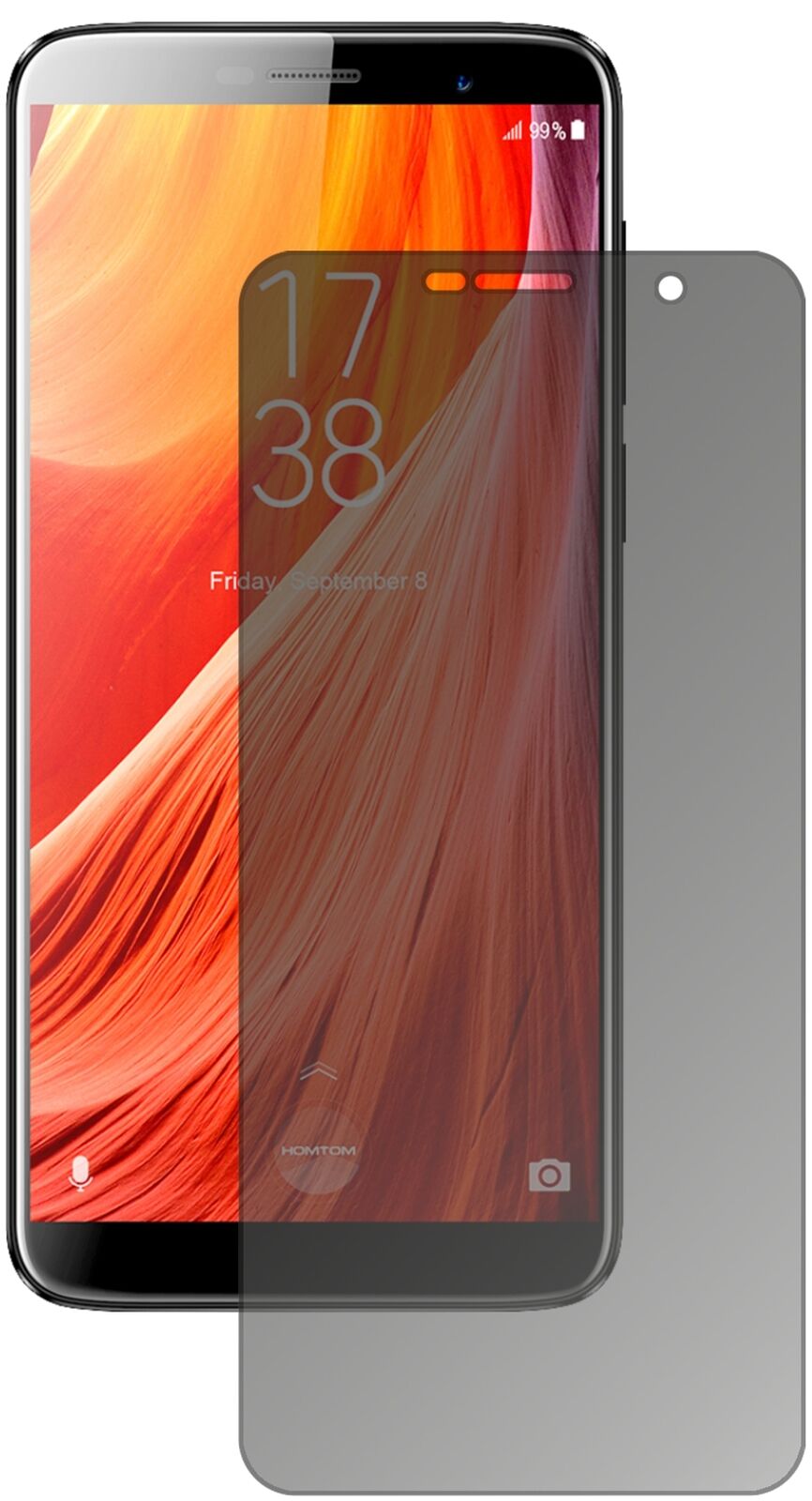 Blickschutzfolie von dipos passend für HOMTOM S7, präziser Zuschnitt und blasenfrei montiert