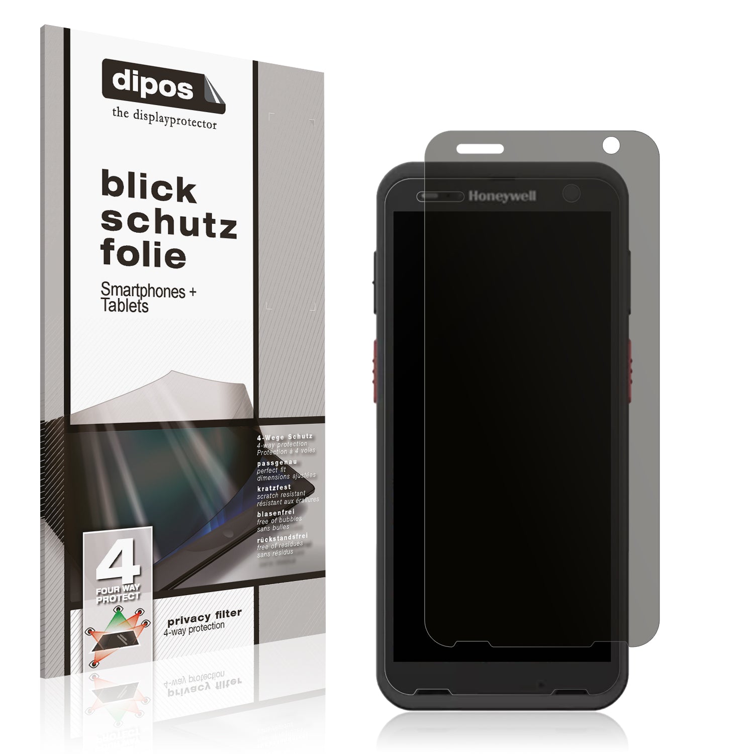 Blickschutzfolie von dipos passend für Honeywell CT70, präziser Zuschnitt und blasenfrei montiert