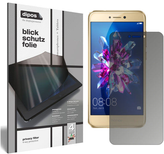 Blickschutzfolie von dipos passend für Honor 8 Lite, präziser Zuschnitt und blasenfrei montiert