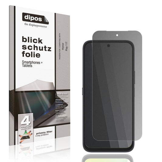 Blickschutzfolie von dipos passend für Honor Play 11T, präziser Zuschnitt und blasenfrei montiert