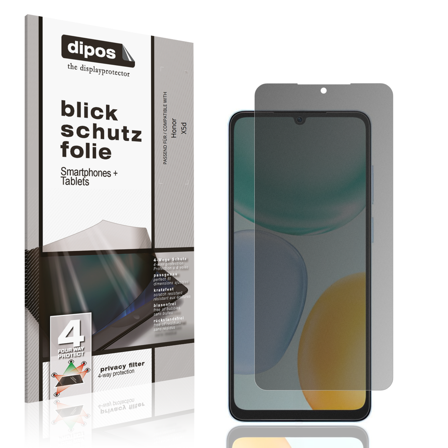 Blickschutzfolie von dipos passend für Honor X5d, präziser Zuschnitt und blasenfrei montiert