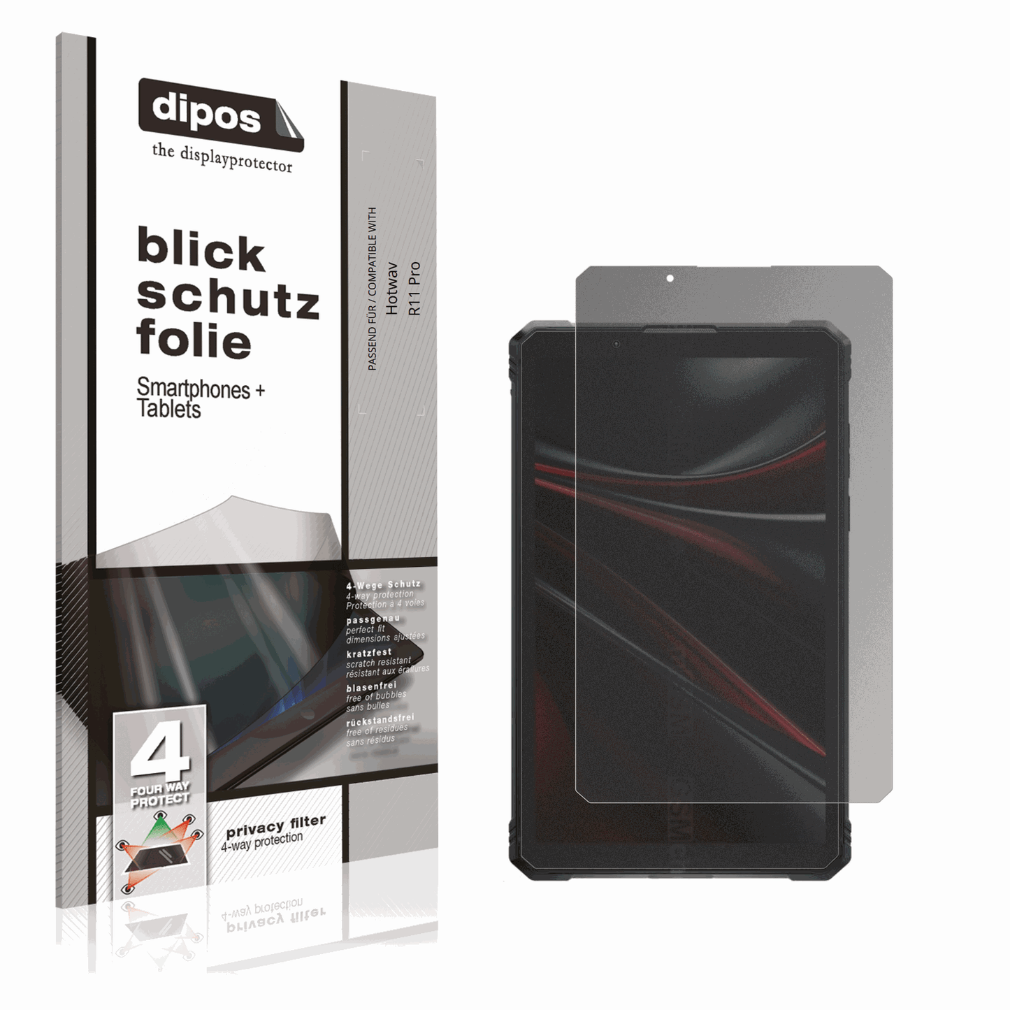 Blickschutzfolie von dipos passend für Hotwav R11 Pro, präziser Zuschnitt und blasenfrei montiert