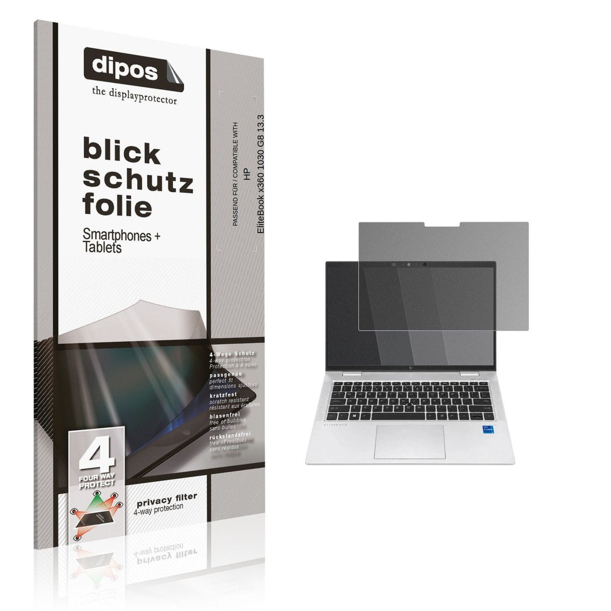Displayschutz mit Blickschutzfilter-Effekt zur Unterstützung beim Schutz sensibler Daten