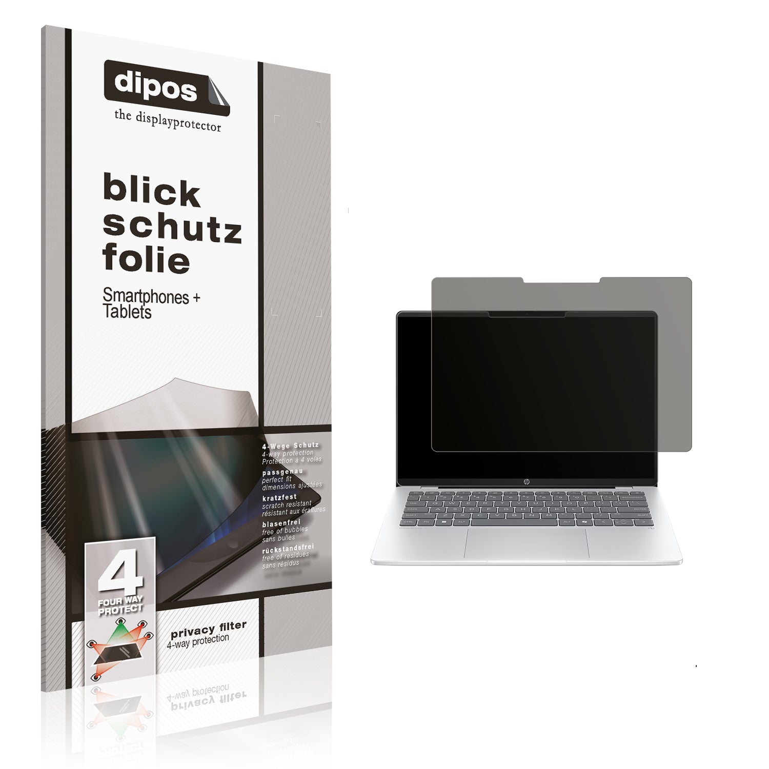 Blickschutzfolie von dipos passend für HP OmniBook 5 14 Zoll, präziser Zuschnitt und blasenfrei montiert