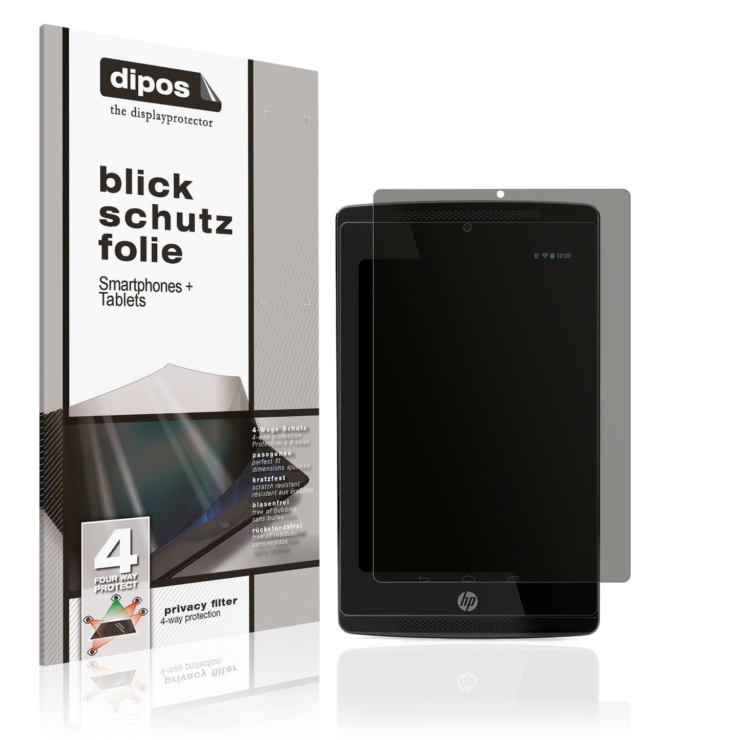 Blickschutzfolie von dipos passend für HP Slate 7 Extreme, präziser Zuschnitt und blasenfrei montiert