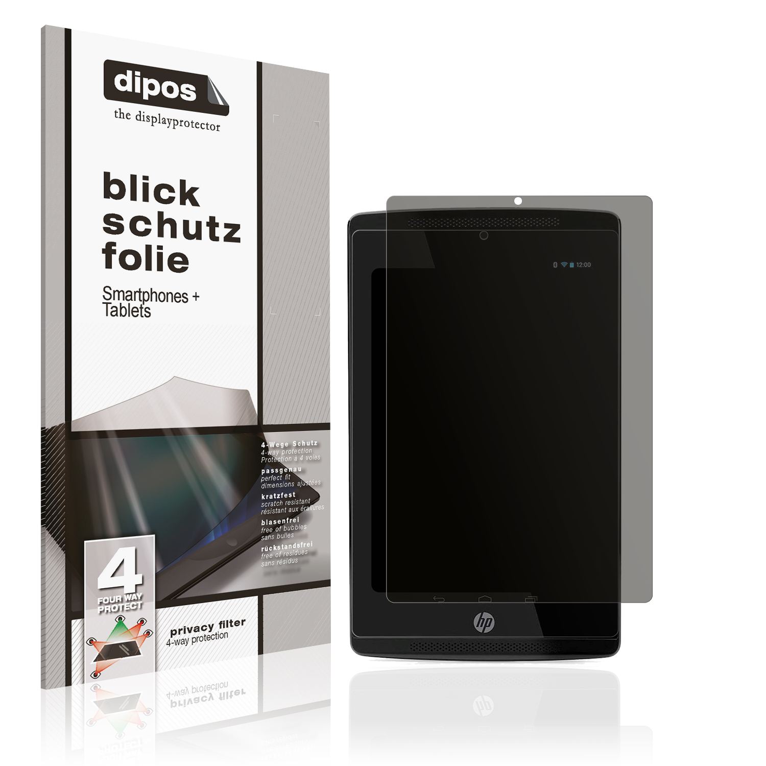 Blickschutzfolie von dipos passend für HP Slate 7 Extreme, präziser Zuschnitt und blasenfrei montiert