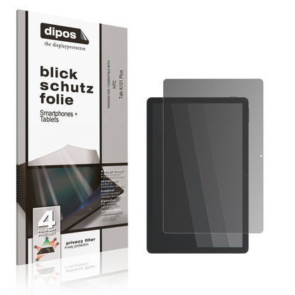 Blickschutzfolie von dipos passend für HTC Tab A101 Plus, präziser Zuschnitt und blasenfrei montiert