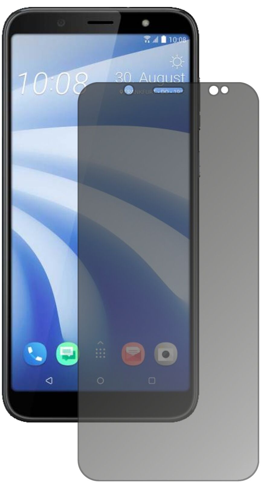 Blickschutzfolie von dipos passend für HTC U12 Life, präziser Zuschnitt und blasenfrei montiert