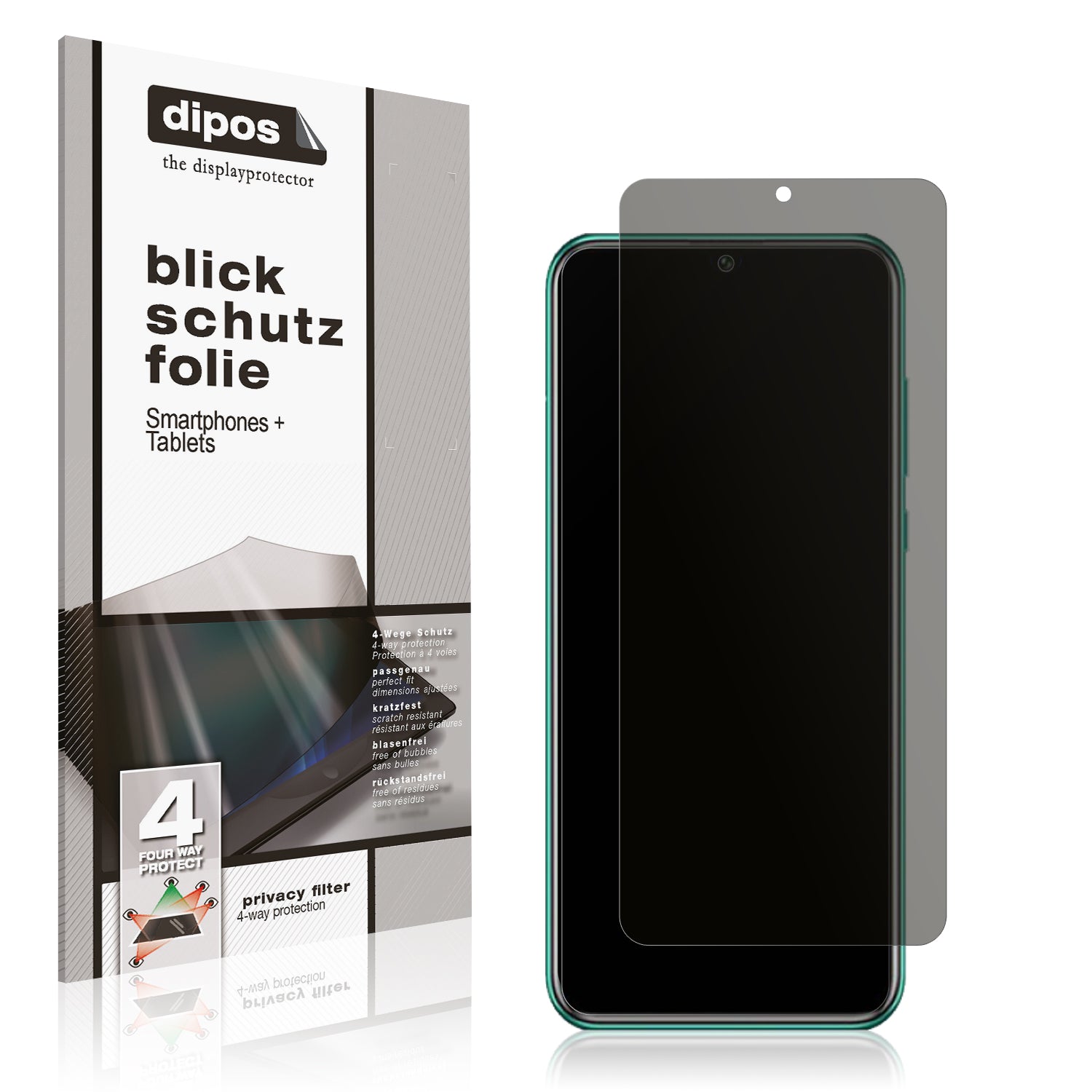 Blickschutzfolie von dipos passend für Huawei Enjoy 50 Pro, präziser Zuschnitt und blasenfrei montiert
