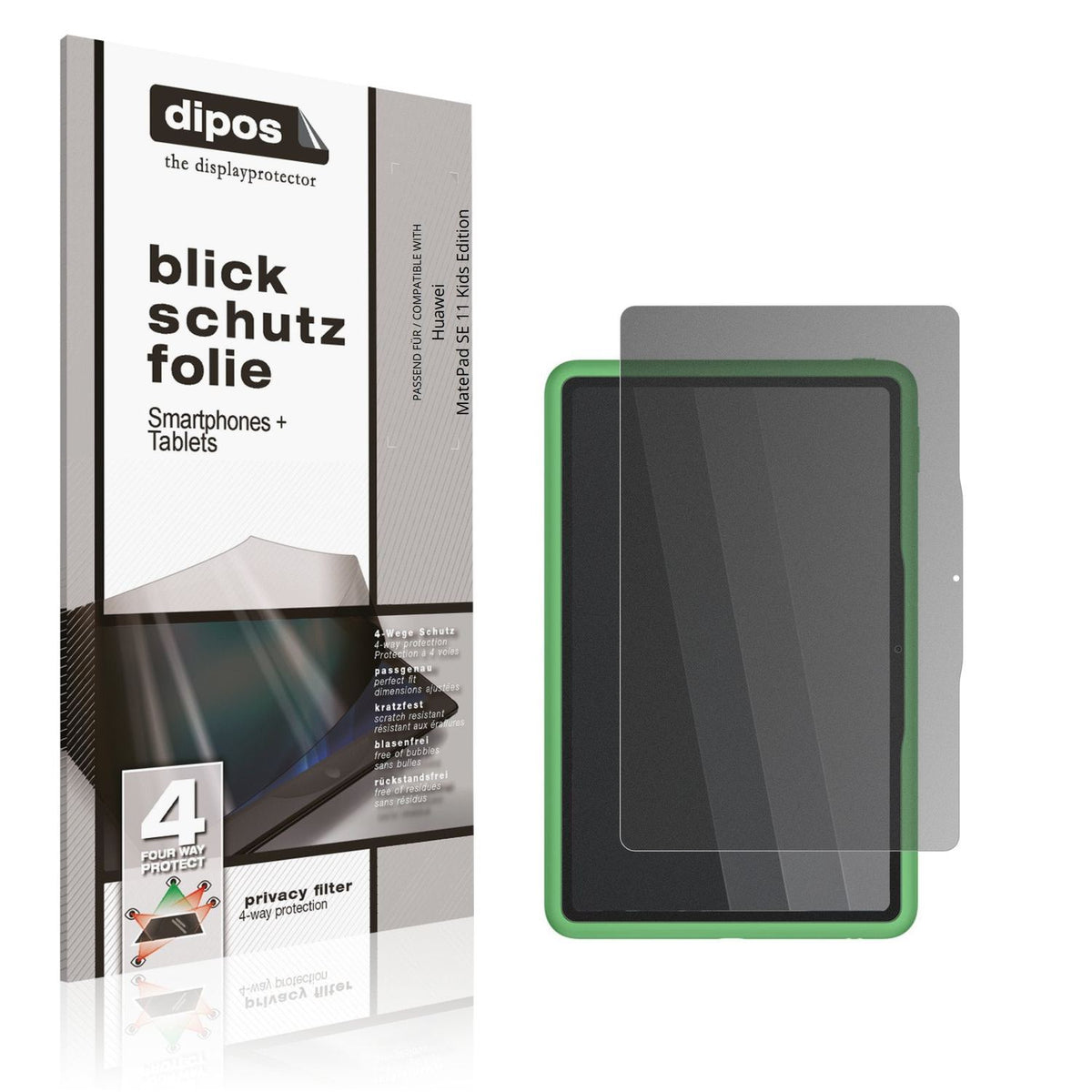 Blickschutzfolie von dipos passend für Huawei MatePad SE 11 Kids Edition, präziser Zuschnitt und blasenfrei montiert