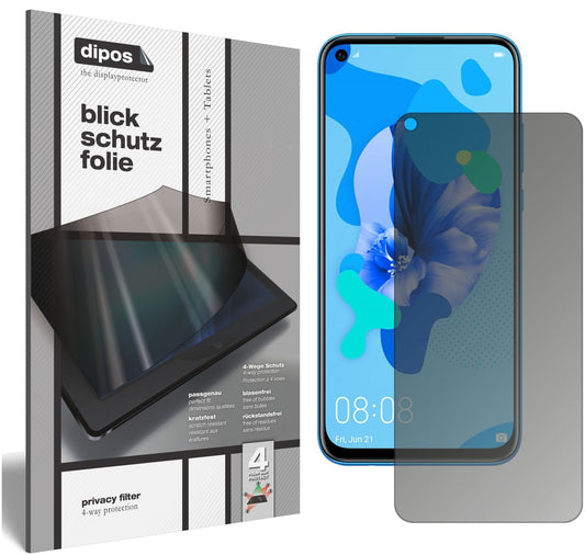 Blickschutzfolie von dipos passend für Huawei nova 5i, präziser Zuschnitt und blasenfrei montiert