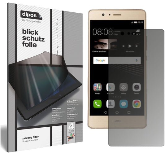 Blickschutzfolie von dipos passend für Huawei P9 Lite 2017, präziser Zuschnitt und blasenfrei montiert