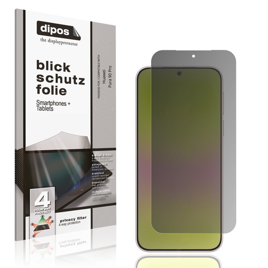 Blickschutzfolie von dipos passend für Huawei Pura 90 Pro, präziser Zuschnitt und blasenfrei montiert