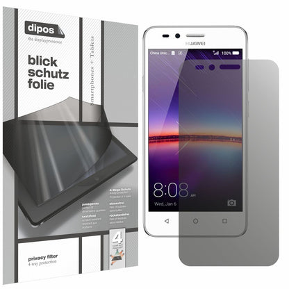 Blickschutzfolie von dipos passend für Huawei Y3 II, präziser Zuschnitt und blasenfrei montiert