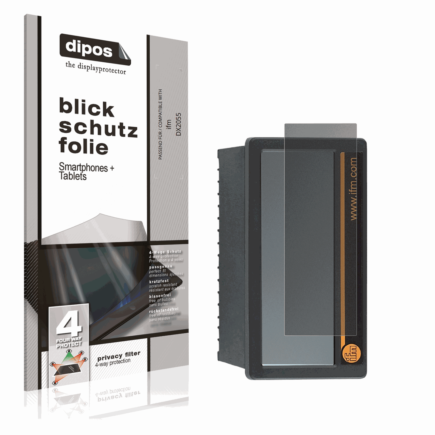 Blickschutzfolie von dipos passend für ifm DX2055, präziser Zuschnitt und blasenfrei montiert