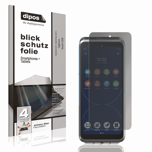 Blickschutzfolie von dipos passend für Ingenico Axium DX8, präziser Zuschnitt und blasenfrei montiert