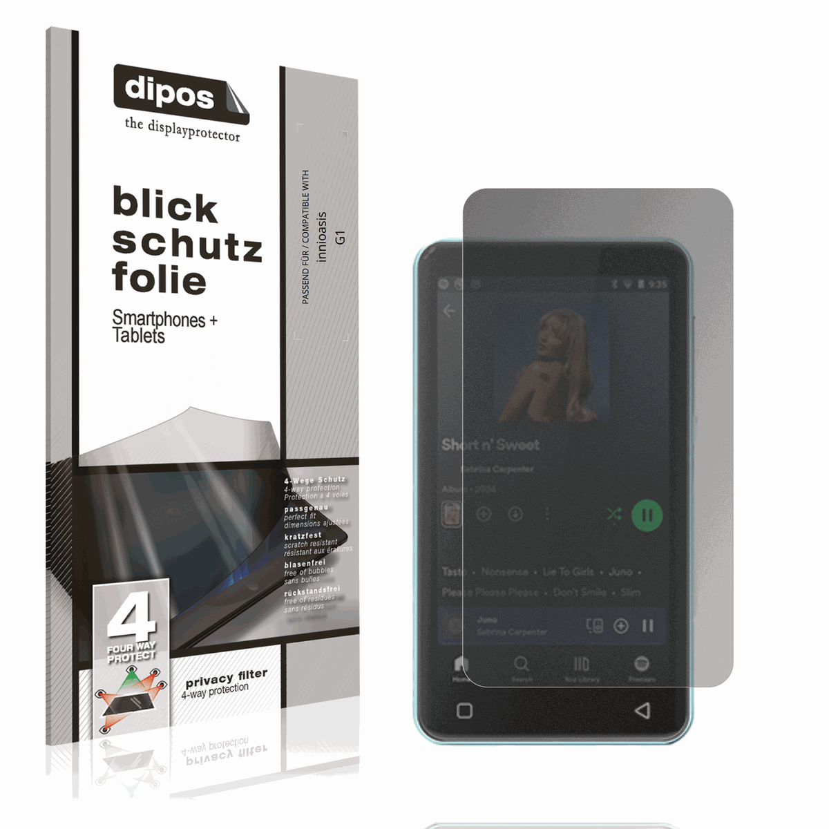 Blickschutzfolie von dipos passend für innioasis G1, präziser Zuschnitt und blasenfrei montiert