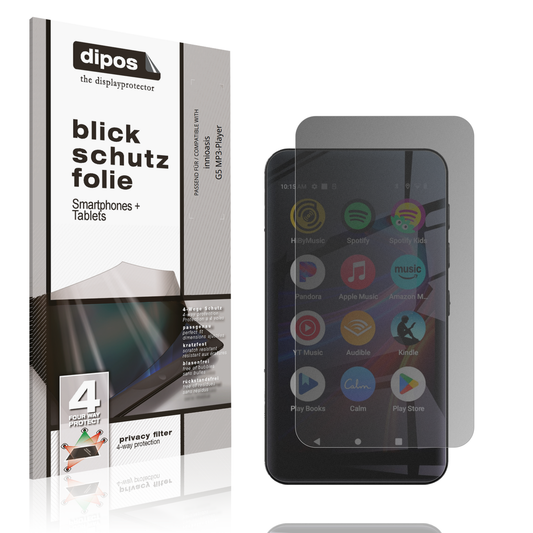 Blickschutzfolie von dipos passend für innioasis G5 MP3-Player, präziser Zuschnitt und blasenfrei montiert